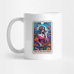 Funny Tarot Gardener Vibrant Day of Dead Sugar Skull Floral Mug